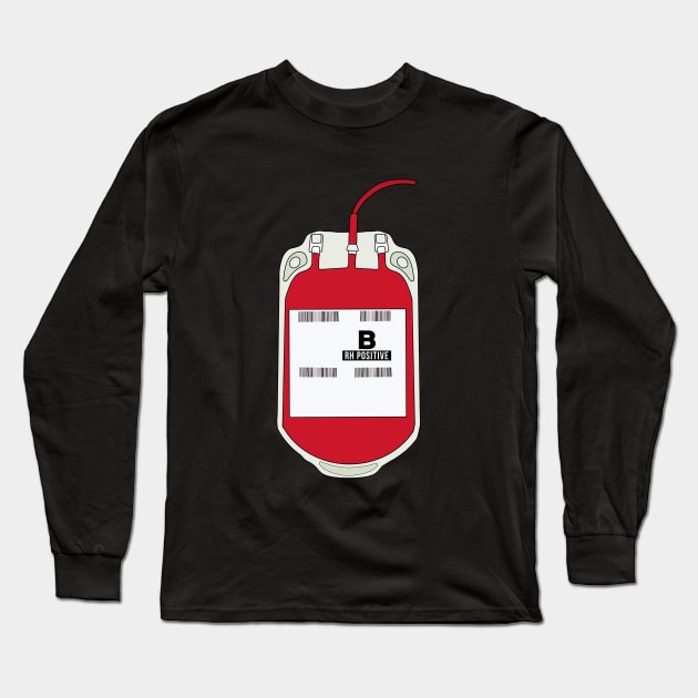 B Positive Blood Bag Long Sleeve T-Shirt by DiegoCarvalho